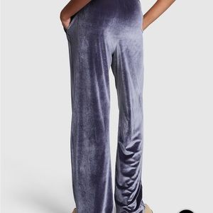 Victoria’s Secret Pink Velour Shine Logo Wide Leg Pants. New with tags in bag.